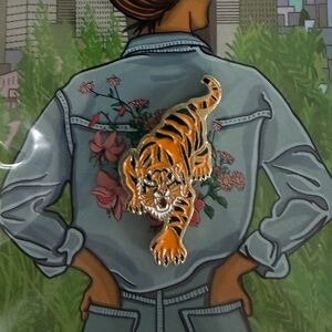 Farmgirl Flowers Tiger Enamel Pin Brand New in Packaging